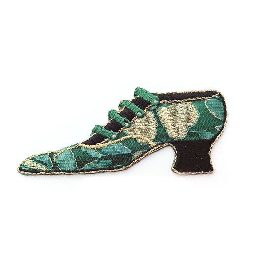 Green brocade shoe embroidery patch